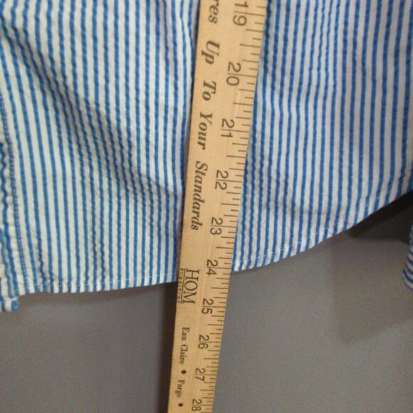 LL Bean Shirt Womens S Blue White Stripe Seersucker Button Up - Picture 4 of 5